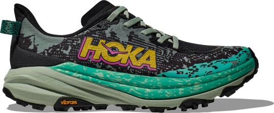 Hoka Women's Speedgoat 6 Black/Aloe Vera 36 2/3
