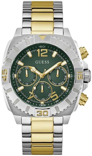 Guess Herreklokke GW0800G1 Traction Grønn/Gulltonet stål