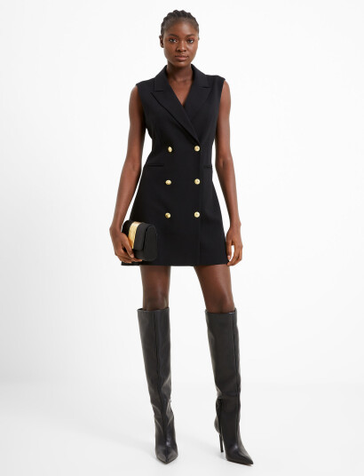 French Connection Whisper Slvlss Tux Dress - Black - L