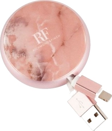 Richmond & Finch Kabel Tvunnet Usb-C/Micro Rosa Marmor/Pink Marble Cwtype-114