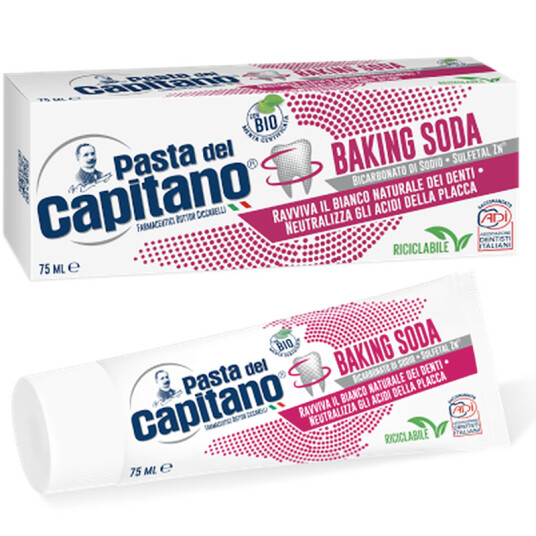 Italiensk Whitening Tannkrem PASTA del Capitano Baking Soda 75 ml.