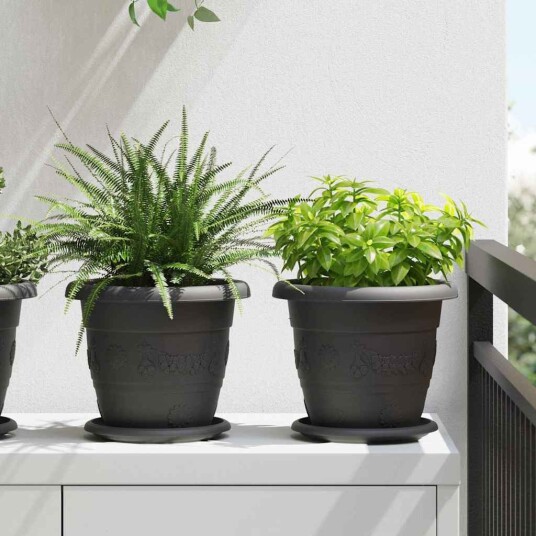 vidaXL Rund Blomsterpotte 6 pcs Svart Ø 22 x 18 cm Plast