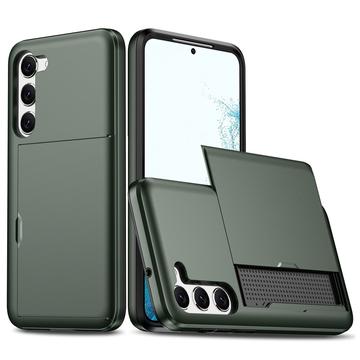 Samsung Galaxy S23 5G Hybrid-deksel med Skyvekortspor Army Grøn