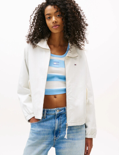 Tommy Jeans Tjw Reg Zip Cotton Jacket Ext - White - XL Tommy Jeans Tjw Reg Zip Cotton Jacket Ext - White - XL