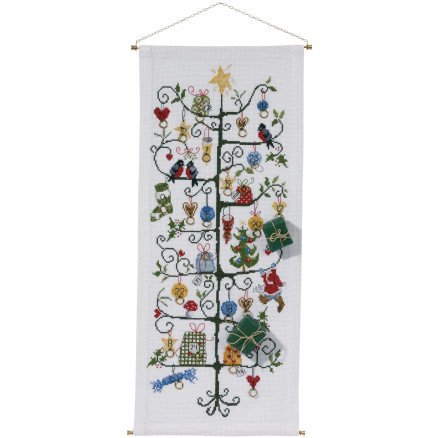 Permin Broderisett Aida Julekalender Juletre 30x71cm