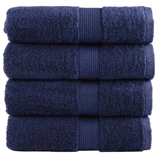 Premium gjestehåndklær SOLUND 4 stk marineblå 30x50 cm 600gsm Premium gjestehåndklær SOLUND 4 stk marineblå 30x50 cm 600gsm
