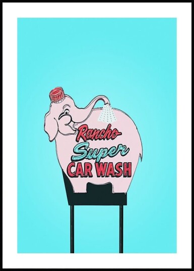 Pink Elephant Car Wash Vintage Sign Plakat Plakat / 50x70cm Pink Elephant Car Wash Vintage Sign Plakat Plakat / 50x70cm
