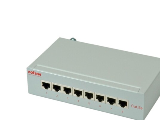 Roline Cat.5E Wall Mount Patch Panel 8 Ports Stp Light Grey 14 Cm 44 X 172 X 140 Mm