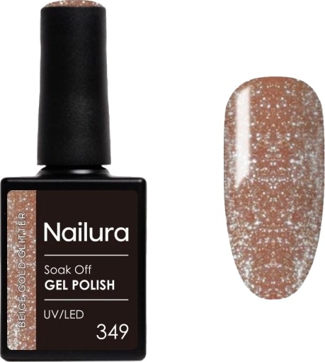 Nailura Gelpolish 349 – Beige Gold Glitter – 10 ml Nailura Gelpolish 349 – Beige Gold Glitter – 10 ml
