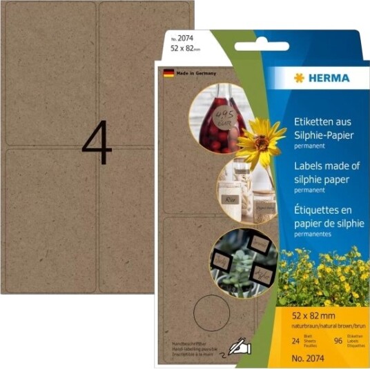 Herma 2074 Brun Avrundet Rektangel Permanent Universal Papir 158 G/M²