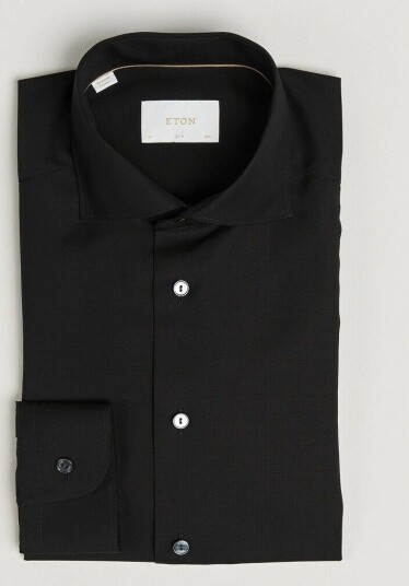 Eton Slim Fit Merino Shirt Black