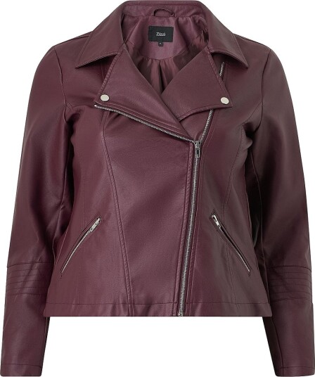 Zizzi Biker jakke mZoe L/S Jacket Rød
