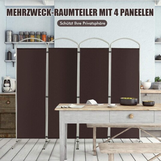 Sammenleggbar romdeler 4 paneler – brun 221 x 188 cm Sammenleggbar romdeler 4 paneler – brun 221 x 188 cm