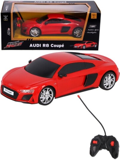Audi R8 Coupe Radiostyrt bil med lys rød 18 cm Audi R8 Coupe Radiostyrt bil med lys rød 18 cm
