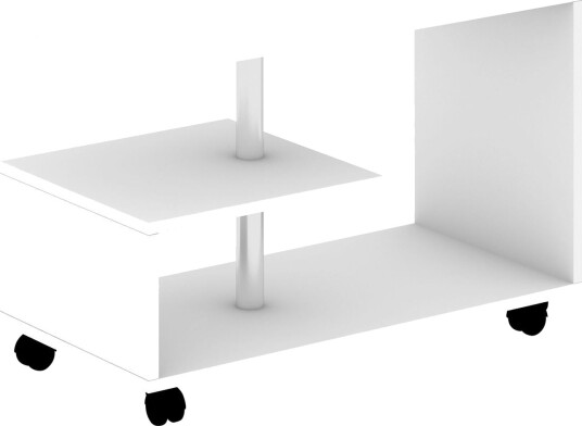 Elegancia Sofabord 80 cm med Oppbevaringshylle på Hjul - Hvit