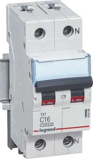 Legrand 5 stk TX³ MCB automatsikring C16 1P+N 2M 10/10kA