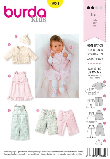 Burda 9831 - Klessett EUR: 56-80, US: 1M-12M