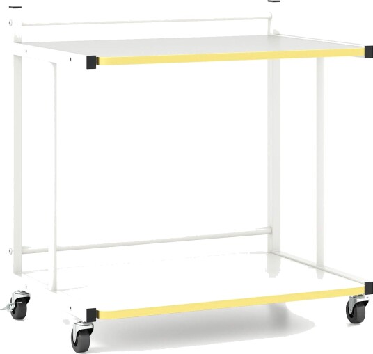 Rullende sidebord med 2 hyller – hvitt og gull