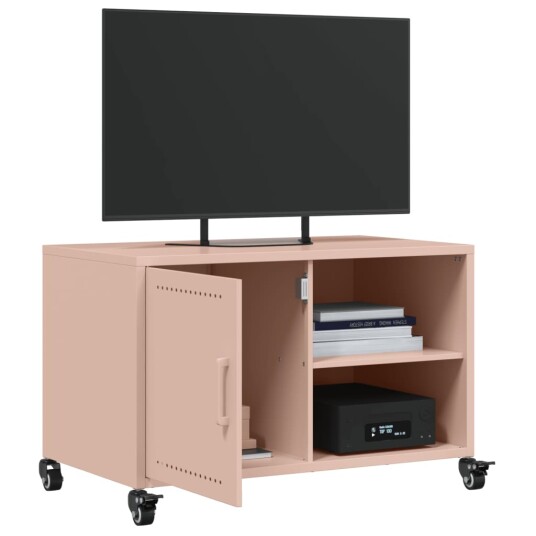 TV-benk rosa 68x39x43,5 cm kaldvalset stål 846669 TV-benk rosa 68x39x43,5 cm kaldvalset stål 846669