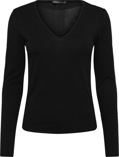Mango Fitted V Neck T Shirt BLACK XS