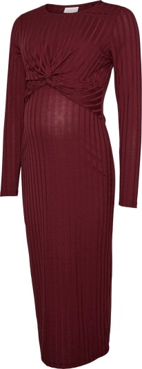 Mamalicious Mllucy June Ls Jrs Midi Dress 2F Burgundy XL