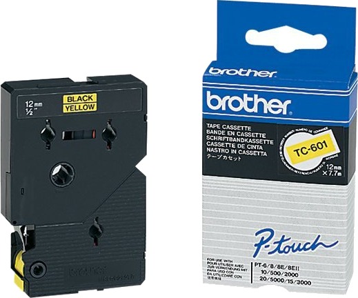 Brother   Svart Gul   Rull 1,2 Cm X 8 M 1 KassettEr Laminert Teip   For P Touch Pt 2000 Pt 3000 Pt 500 Pt 5000 Pt 8E