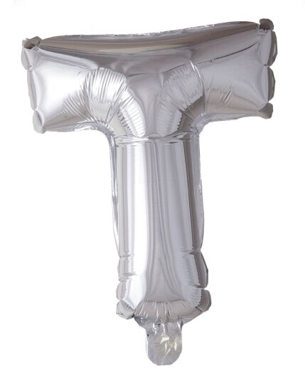 Folie ballong Sølv 41 cm -  Bokstaven T