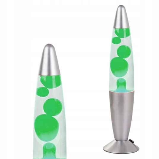 Lavalampe – grønn vokslampe med justerbar lysstyrke nattlampe med retrodesign 34,5 cm