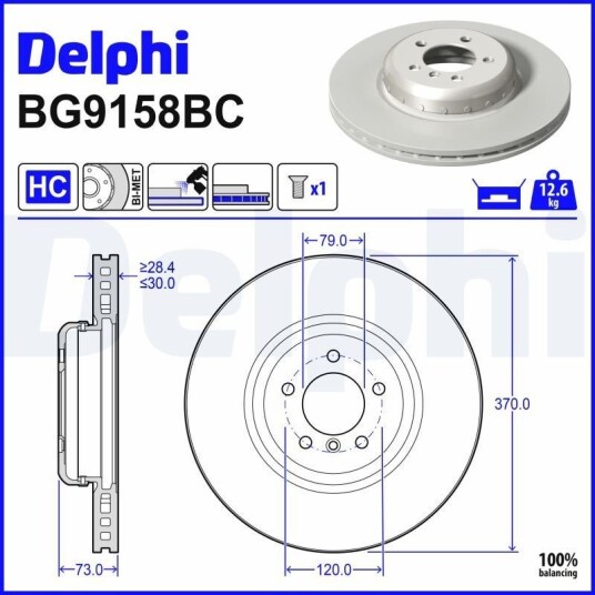 Bremseskive DELPHI BG9158BC Bremseskive DELPHI BG9158BC