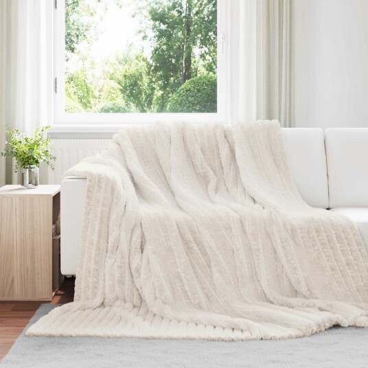 vidaXL Kastepledd 6 pcs Krem 270 x 240 cm Fleece