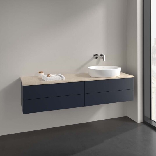 Villeroy & Boch Antao Servantskap med 4 skuffer 160x50x36 cm m/lys Blå Matt/Crème