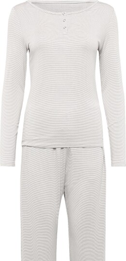 Hunkemöller Pj Ls Henley Thin Stripe Blue XL