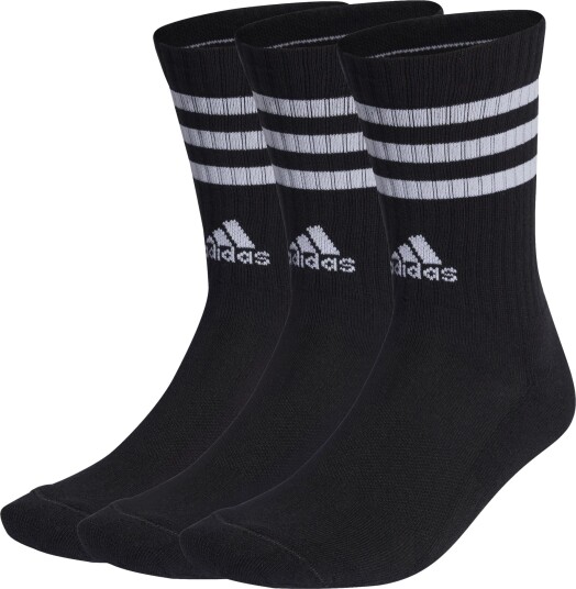 Adidas 3 Stripes Cushioned Crew Socks 3 Pairs tennissokker unisex 43 45 (L) BLACK/WHITE