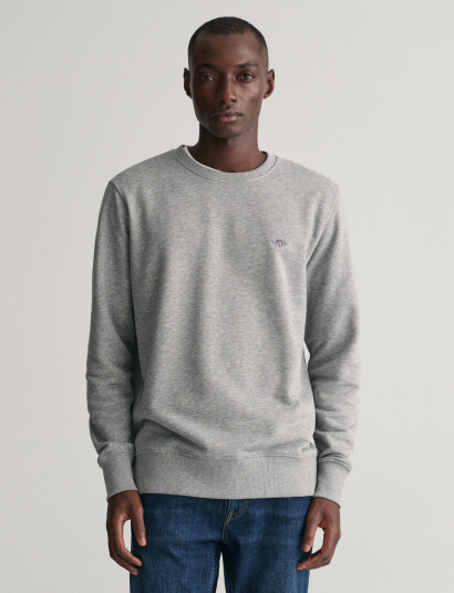 GANT Reg Shield C-Neck Sweat - Grey - L GANT Reg Shield C-Neck Sweat - Grey - L