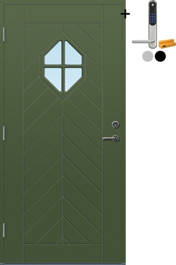 Ytterdør Bygg1 Norefjell med Yale Entrus BxH: 90x190 cm, Venstre, NCS S-6020-G30Y, Grønn, Yale Sølv