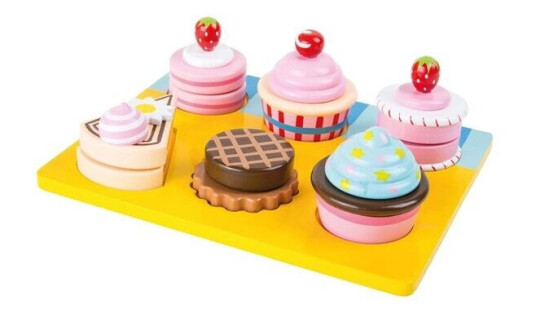 Small Foot Wooden Play Food Cupcakes and Cake Set 13dlg.
