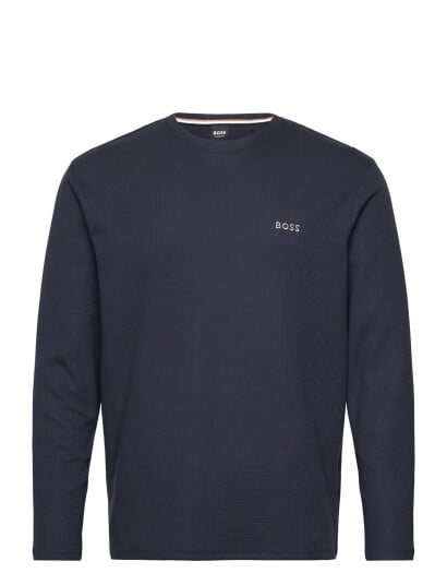 BOSS Waffle Ls Shirt   Navy   S