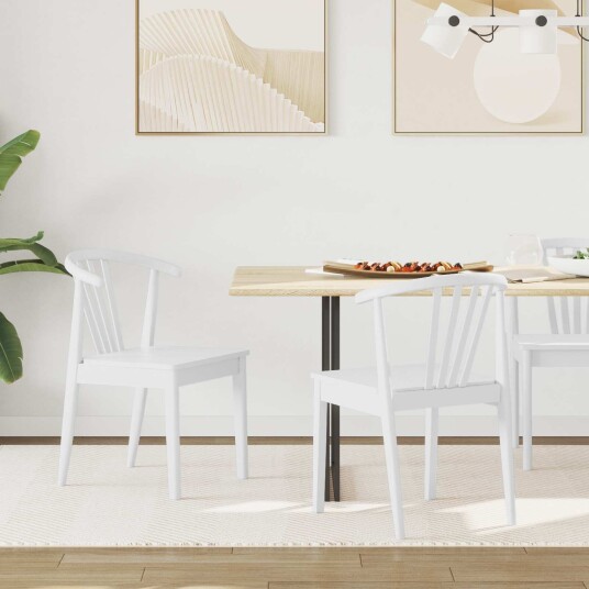 Spisestuestol 2 stk. Solid Gummitre Hvit 51 x 61 x 80,5 cm Spisestuestol 2 stk. Solid Gummitre Hvit 51 x 61 x 80,5 cm