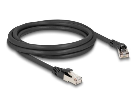 Delock Rj45 Nettverkskabel Cat.8.1 S/Ftp-Plugg 45° Vinklet Til Høyre Til Rett Plugg Opp Til 40 Gbps 2 M Svart