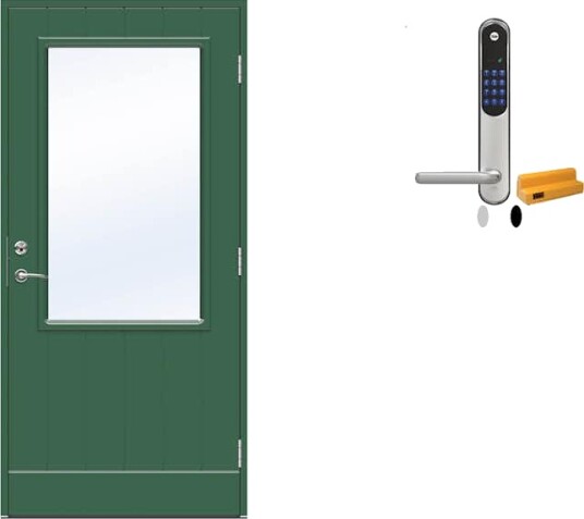 Ytterdør Swedoor Advance-Line Vision Lyra med Yale Doorman Classic Home