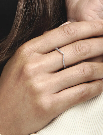 Pandora Wishbone 14K Rose Gold-Plated Ring With Clear Cubic Zirconia - Pink - 56