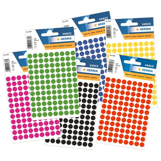 HERMA Rund selvklebende etikett Ø8mm 540 pk Neonrød