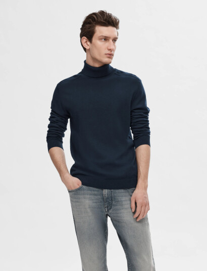 Selected Slhberg Roll Neck Noos - Navy - L