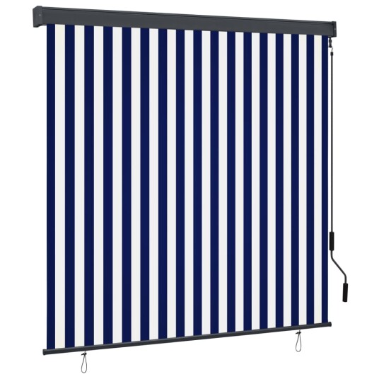 vidaXL Utendørs rullegardin 170x250 cm blå og hvit