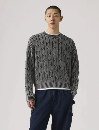 Levi"s® Carmel Cable Crew Cable Rib 5G Grey S Levi"s® Carmel Cable Crew Cable Rib 5G Grey S