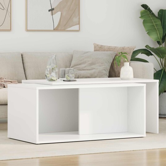 Kaffebord Sett 2 pcs Hvit Konstruert tre