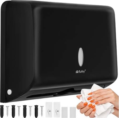 Veggmontert svart papirhåndkledispenser – ABS 27 cm