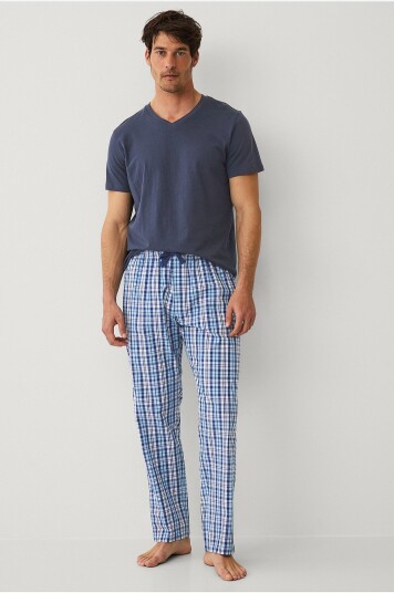 Ellos Collection Pysjbukser i poplin Blå Ellos Collection Pysjbukser i poplin Blå