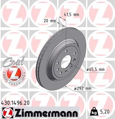 Bremseskive ZIMMERMANN 430.1496.20