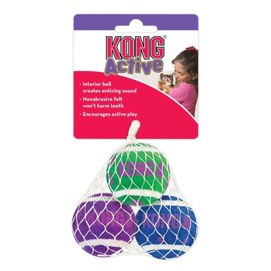 Kong Active Cat Tennisballer Med Bjelle 3 Stk Kong Active Cat Tennisballer Med Bjelle 3 Stk
